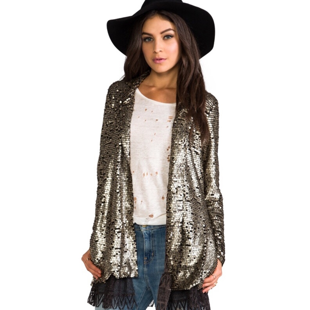 Free people stardust lace and sequin jacket small